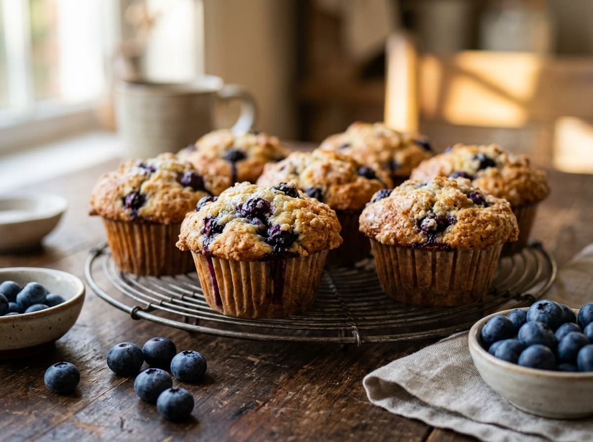 Delicious muffins made with frozen blueberries
