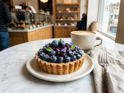 Gourmet gluten-free organic blueberry tarts baked for patisserie delivery