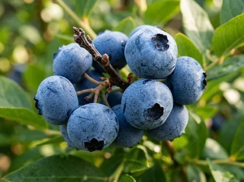 Close-up visual details of the waxy coating bloom on fresh blueberries