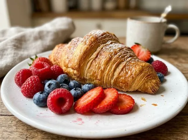 Fresh croissant and berries