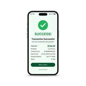 Interac mobile transfer checkmark screen